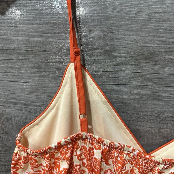 BAND OF THE FREE Size Small Floral Faux Wrap Dress Orange Beige - Picture 12 of 12